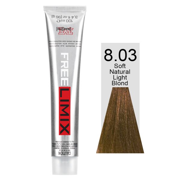 FREELIMIX VOPSEA PERMANENTA PROFESIONALA 100 ML SOFT NATURAL LIGHT BLONDE 8.03