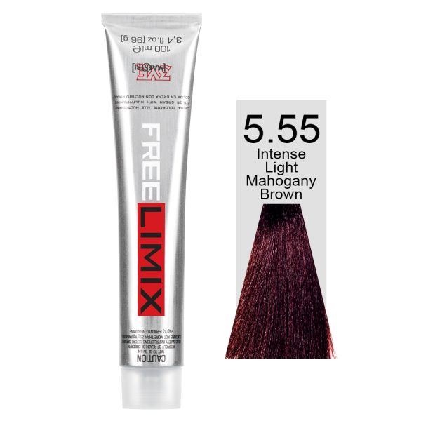FREELIMIX VOPSEA PERMANENTA PROFESIONALA 100 ML  INTENSE LIGHT MAHOGANY BROWN 5.55