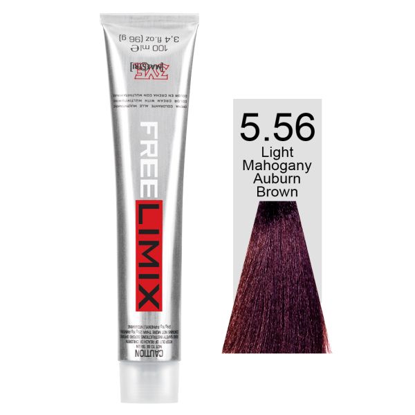 FREELIMIX VOPSEA PERMANENTA PROFESIONALA 100 ML  LIGHT MAHOGANY AUBURN BROWN 5.56