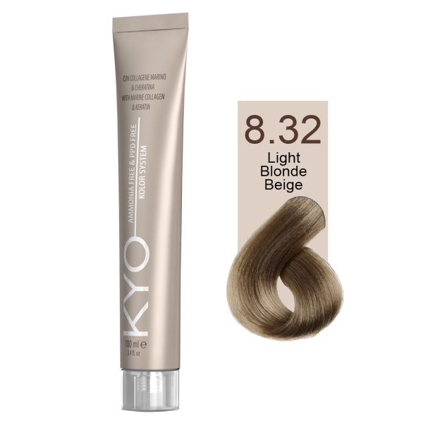 KYO VOPSEA PROFESIONALA FARA AMONIAC SI FARA PPD 8.32 LIGHT BLONDE BEIGE