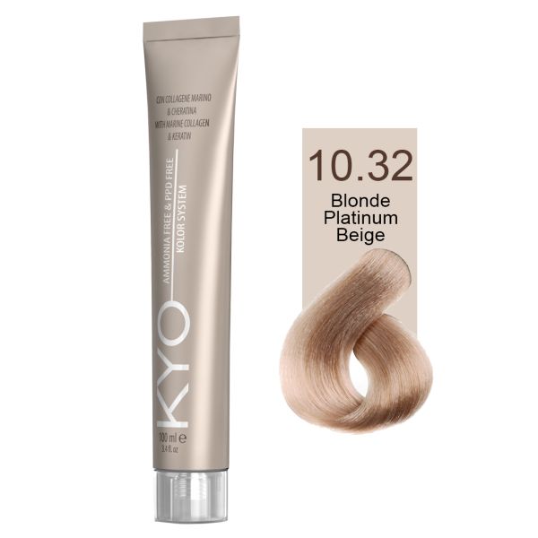 KYO VOPSEA PROFESIONALA FARA AMONIAC SI FARA PPD 10.32 BLONDE PLATINUM BEIGE