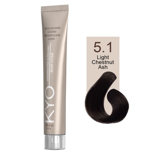 KYO VOPSEA PROFESIONALA FARA AMONIAC SI FARA PPD 5.1 LIGHT CHESTNUT ASH