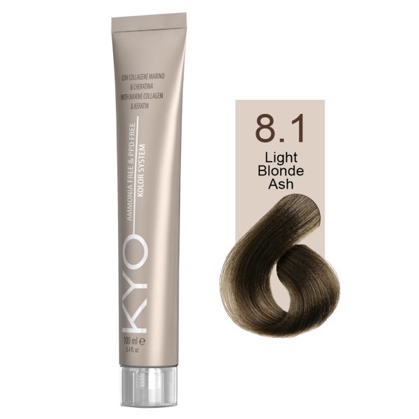 KYO VOPSEA PROFESIONALA FARA AMONIAC SI FARA PPD 8.1 LIGHT BLONDE ASH