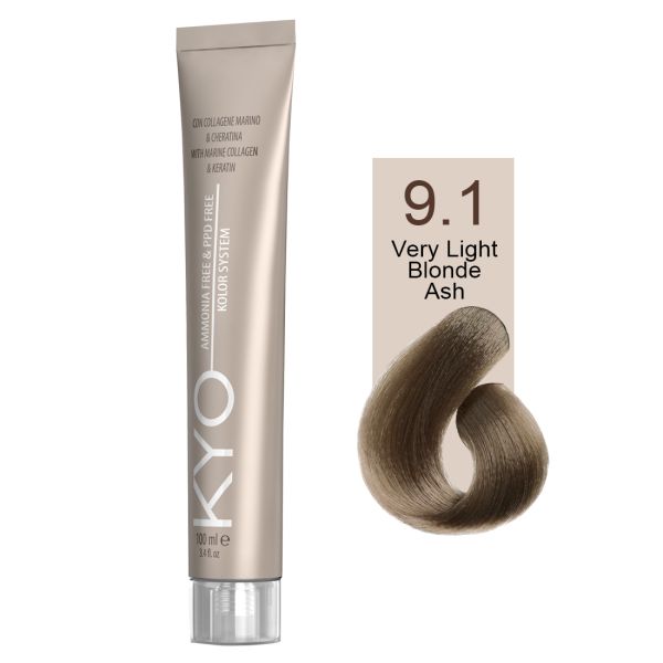 KYO VOPSEA PROFESIONALA FARA AMONIAC SI FARA PPD 9.1 VERY LIGHT BLONDE ASH