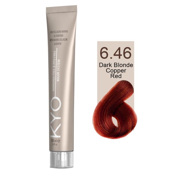 KYO VOPSEA PROFESIONALA FARA AMONIAC SI FARA PPD 6.46 DARK BLONDE COPPER RED 100ML