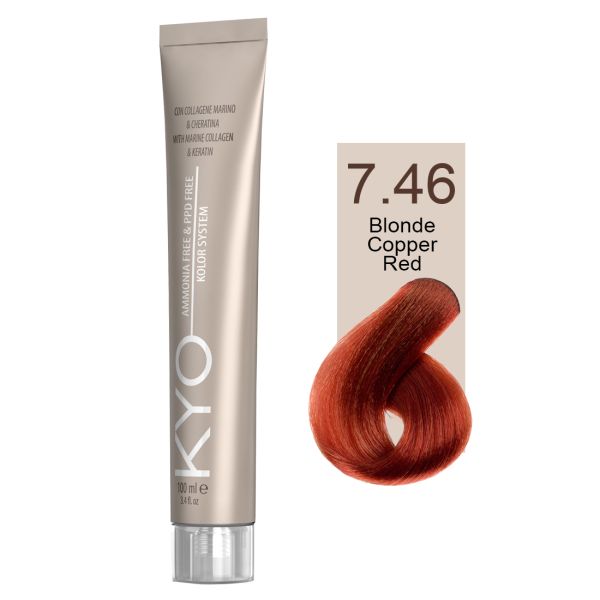 KYO VOPSEA PROFESIONALA FARA AMONIAC SI FARA PPD 7.46 BLONDE COPPER RED