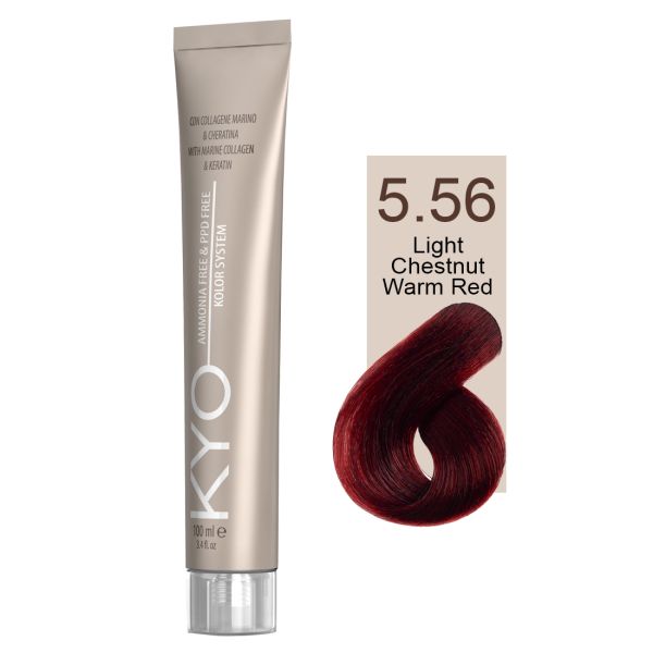 KYO VOPSEA PROFESIONALA FARA AMONIAC SI FARA PPD 5.56 LIGHT CHESTNUT WARM RED