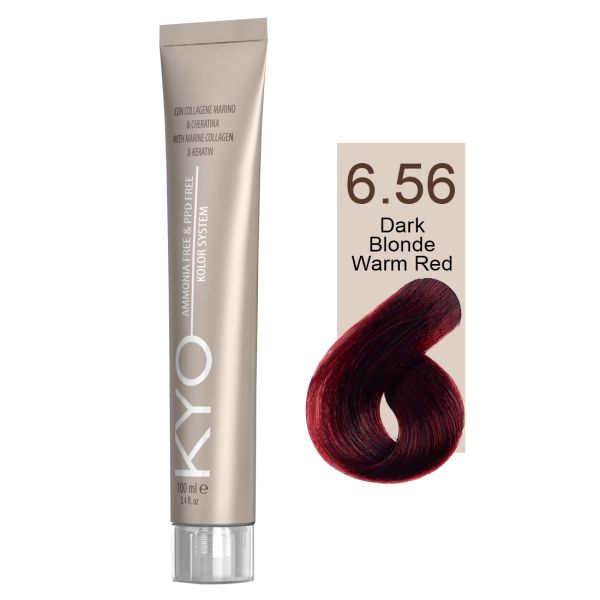 KYO VOPSEA PROFESIONALA FARA AMONIAC SI FARA PPD 6.56 DARK BLONDE WARM RED
