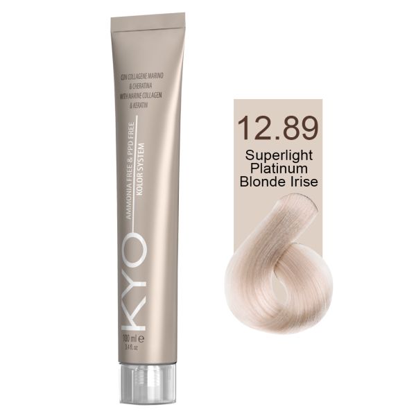 KYO VOPSEA PROFESIONALA FARA AMONIAC SI FARA PPD  12.89 SUPERLIGHT PLATINUM BLONDE IRISE