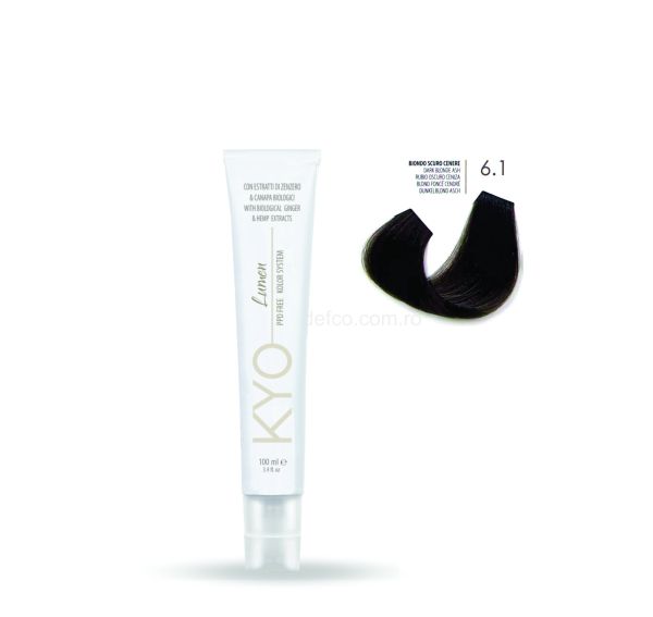 KYO LUMEN VOPSEA PROFESIONALA PERMANENTA FARA PPD 100ML -6.1 DARK BLONDE ASH