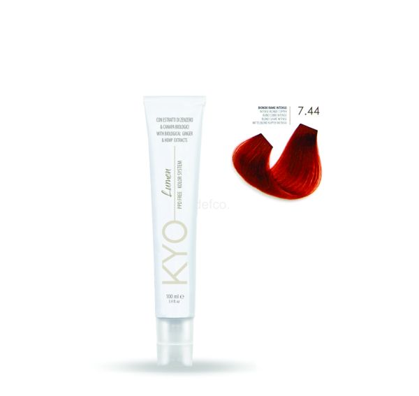 KYO LUMEN VOPSEA PROFESIONALA PERMANENTA FARA PPD 100ML -7.44 INTENSE BLONDE COPPER