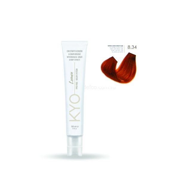 KYO LUMEN VOPSEA PROFESIONALA PERMANENTA FARA PPD 100ML -8.34 LIGHT BLONDE GOLDEN COPPER