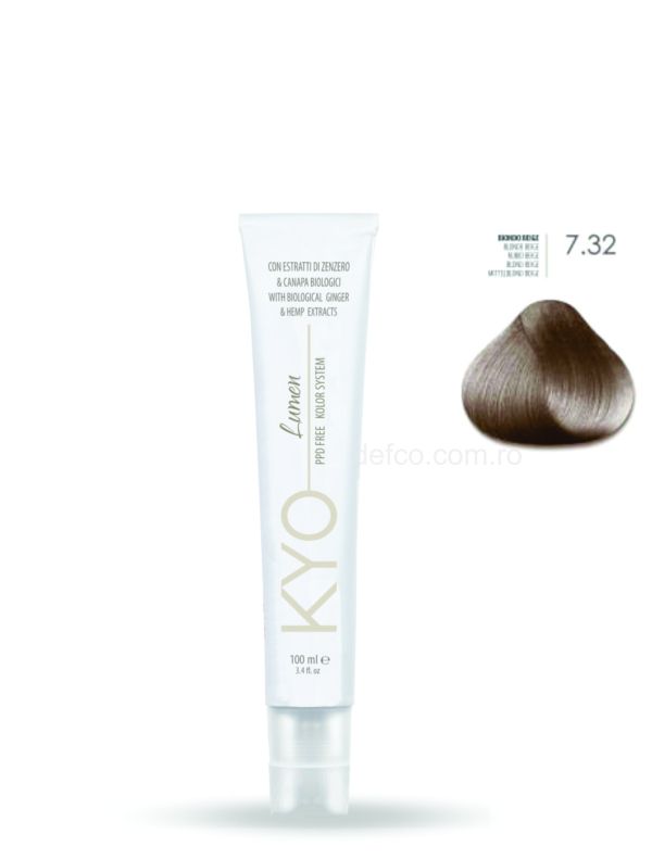 KYO LUMEN VOPSEA PROFESIONALA PERMANENTA FARA PPD 100ML -7.32 BLONDE BEIGE