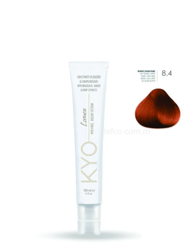 KYO LUMEN VOPSEA PROFESIONALA PERMANENTA FARA PPD 100ML -8.4 LIGHT BLONDE COPPER