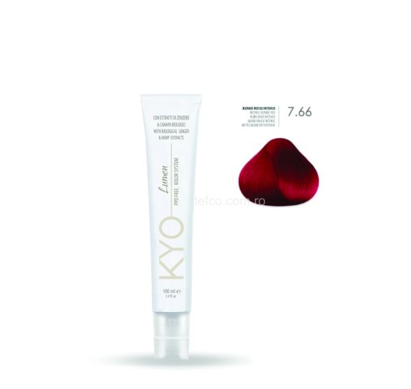 KYO LUMEN VOPSEA PROFESIONALA PERMANENTA FARA PPD 100ML -7.66 INTENSE BLONDE RED
