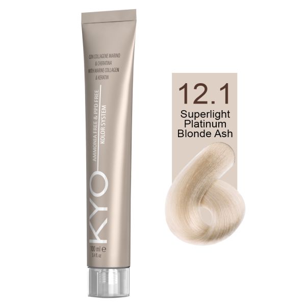 KYO VOPSEA PROFESIONALA FARA AMONIAC SI FARA PPD  12.1 SUPERLIGHT PLATINUM BLONDE ASH