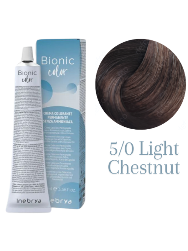 INEBRYA VOPSEA PERMANENTA PROFESIONALA FARA AMONIAC-5/0 LIGHT CHESTNUT