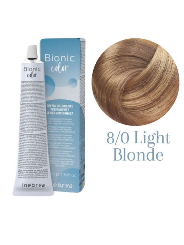 INEBRYA VOPSEA PERMANENTA PROFESIONALA FARA AMONIAC-8/0 LIGHT  BLONDE
