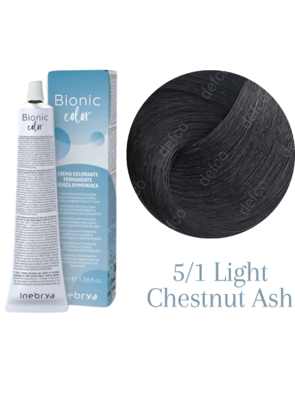 INEBRYA VOPSEA PERMANENTA PROFESIONALA FARA AMONIAC-5/1 LIGHT CHESTNUT ASH