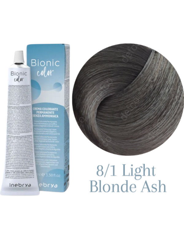 INEBRYA VOPSEA PERMANENTA PROFESIONALA FARA AMONIAC-8/1 LIGHT BLONDE ASH